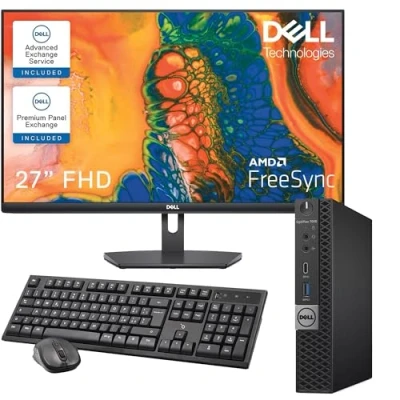 Immagine di mini pc optiplex 7050 computer desktop (Ricondizionato) windows 11 pro + office Core i5 6500t Ram 16GB SSD M.2 256 NVME HDD 500 GB Wifi BTH (Postazione 27&quot;)