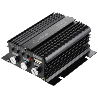 Immagine di Renkforce RF CMP 202 Amplificatore a 2 canali 100 W Riproduzione audio Bluetooth ®/USB, Regolazione volume/bassi/alti