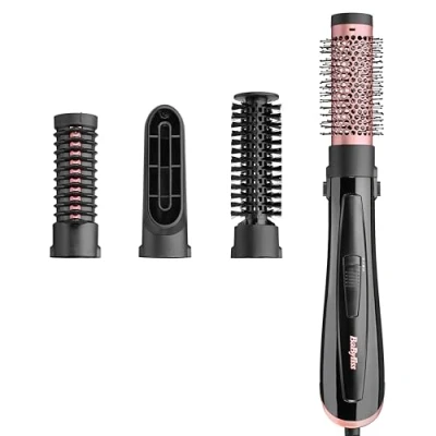 Immagine di BaByliss Spazzola ad Aria AS126E da 1000W, 4 Accessori, Asciugatura e Styling dei Capelli, Funzione Ionica Anti Crespo, 2 Temperature Fredda