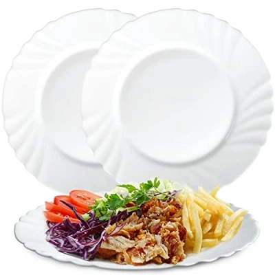 Immagine di KADAX piatti realizzati in vetro indurito, set da 3 sezioni, piatto coupé piatto, esCutore minimalista, di torta, colazione rotonda, insalata (? 25,5 cm, bianco)