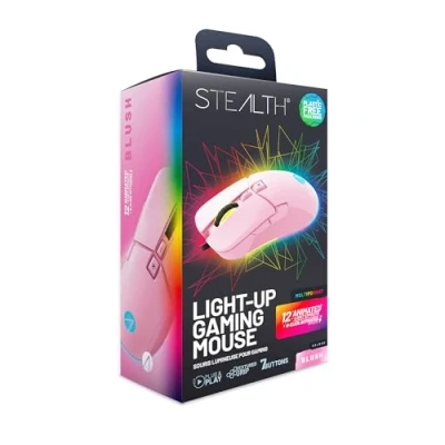 Immagine di STEALTH Mouse da gioco a 7 pulsanti con luci LED, rosa pastello, compatibile console di e PC