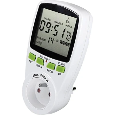 Immagine di Renkforce 1289404 Timer a spina analogico digitale Settimanale 3680 W IP20 Funzione di conto alla rovescia, Ra