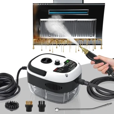 Immagine di Pulitore a Vapore, 2500W Vapore per Divani con 6 Velocità Regolabili e 3 Tipi di Testine, Professionale Pulito, Mobili Imbottiti, Divani, Piastrelle, Auto (Bianco)