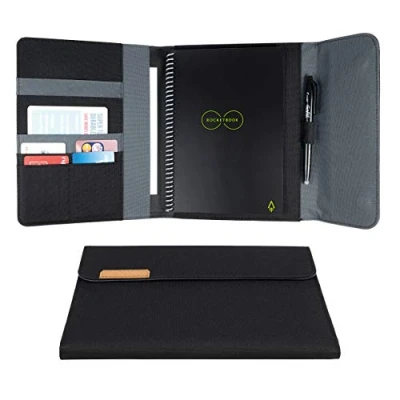 Immagine di Rocketbook Capsule 2.0 Custodia a libro per Core, Panda e Fusion 100% riciclabile con portapenne, chiusura magnetica spazio interno nero, misura esecutiva 15,2 x 22,4 cm