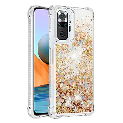 Immagine di KBIKO zxl Glitter Cover per Xiaomi Redmi Note 10 Pro, Crystal TPU Trasparente Case Colorate Brillantini Bling Protettiva Antiurto Custodia Pro Max.Gold YBL