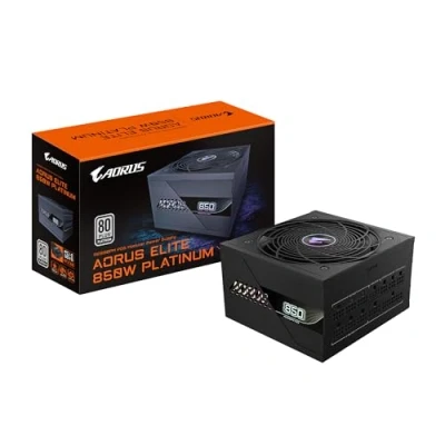 Immagine di GIGABYTE AORUS ELITE P850W Alimentatore PCIe 5.0, 80 PLUS Platinum, Design completamente modulare, Ventola da 120 mm, Compatibile con ATX 3.0, Spina EU