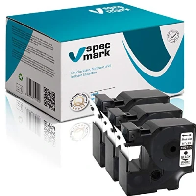 Immagine di specmark compatibile con DYMO D1 53713 nastro 24 mm x 7 m Set 3 pezzi nero su bianco per stampanti LM LabelManager LP Label Point LW Writer DUO