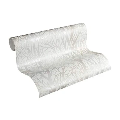 Immagine di A.S. Création Carta da parati Foresta New Life tessuto non 10.05 m x 0.53 Bianco Argento Prodotto in Germania 300941 30094 1