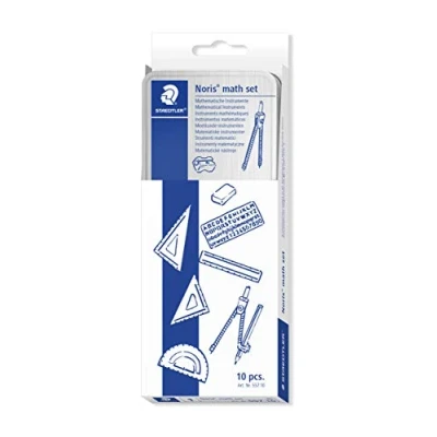 Immagine di Staedtler 557 10 Noris Math Set, kit di strumenti per le prime lezioni matematica, con matita, temperino, compasso, righello, squadre, goniometro