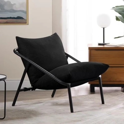 Immagine di Zinus Ada Poltrona Relax 79x68x79 con struttura in metallo e imbottitura schiuma a scaglie Nero