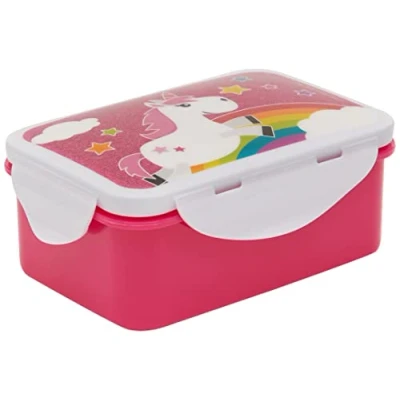 Immagine di infinite by GEDA LABELS 15898 Unicorno Kids 4 Scomparto Chiusura Clip Contenitore per Pane, Plastica, Multicolore, 16,3 x 10,5 6,5 cm