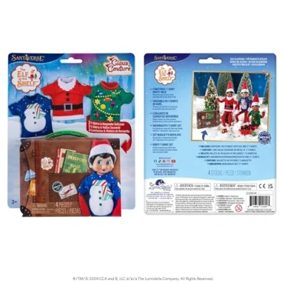 Immagine di ELF ON THE SHELF Set 3 T SHIRT e una valigia magliette per elfi + 1