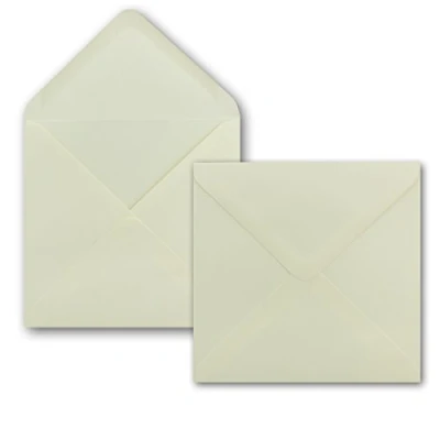 Immagine di 75 buste per lettere, quadrate, 15 x cm, 100 g/m², incollaggio a umido con chiusura punta, occasioni speciali, colore champagne