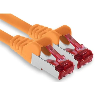 Immagine di 1aTTack.de 1x cavo patch CAT6 da 20 m S/FTP schermatura PIMF CAT.6 di rete RJ45 Ethernet DSL router LAN switch modem pannello arancione 1 pezzo