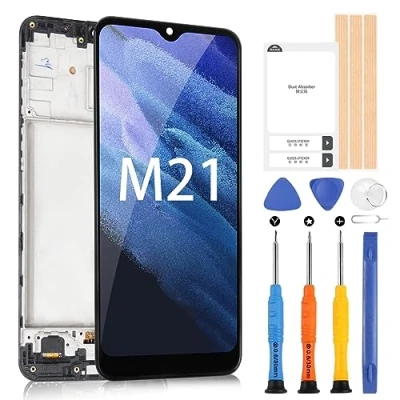 Immagine di ARSSLY Schermo per Samsung Galaxy M21 2020 M215 LCD, 6.4&quot; Display Touch Digitizer M215F/DS Vetro Assemblaggio con Strumenti (Nero Cornice)