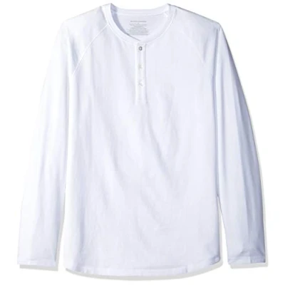 Immagine di Amazon Essentials Camicia a Maniche Lunghe Regular Fit con Scollo Serafino (Disponibile nelle Taglie Big &amp; Tall) Uomo, Bianco, S