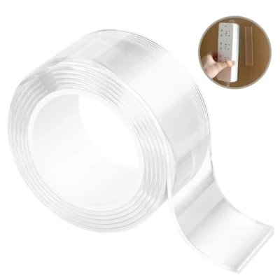 Immagine di Nastro Biadesivo Extra Forte,Multifunzione Trasparente Adesivo, Non Lascia Tracce, Riutilizzabile, Per Foto Tappeti e Oggetti(5M x 2MM)
