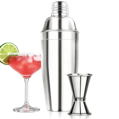 Immagine di 26 once 750 ml, Shaker per accessori Cocktail in acciaio inossidabile Colino da barman integrato con misurini 15/30 ml Set di bevande