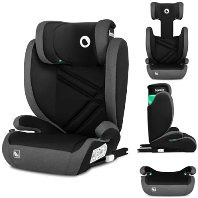 Immagine di Lionelo Hugo I size Seggiolino Auto ISOFIX R129 per bambini Gruppo 2 3 (100 150cm) Poggiatesta a 8 Livelli, Memory Foam, Poggiabraccia, Protezione Laterale, Leggero, Lavabile