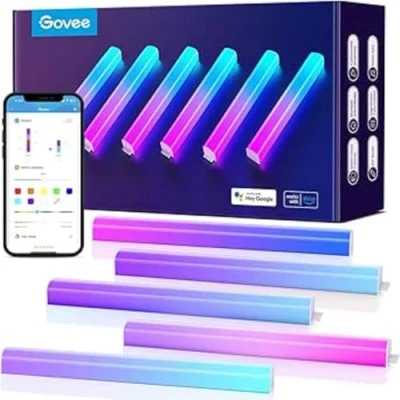 Immagine di Govee Glide LED Lampade da Parete, RGBIC Luci Funziona con Alexa e Google Assistant, Barre Luminose Vivaci Smart per Sala Giochi, Applique Multicolori, 6 pcs