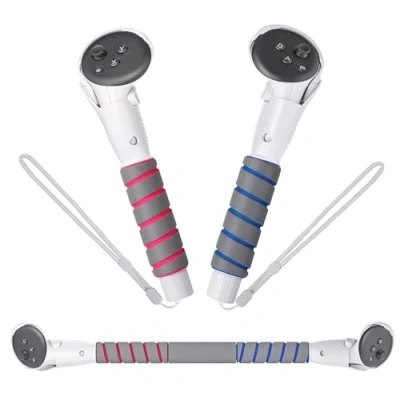 Immagine di Digicharge Attacco maniglia 3 in 1 compatibile con accessori Meta Quest 3S / Oculus, maniglie Beat Saber Bastoni, impugnatura di estensione per controller VR Gorilla Tag, 3/3S Golf Club