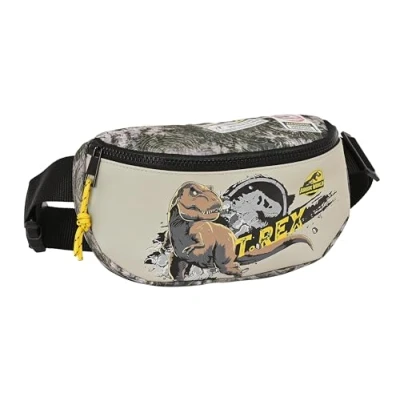 Immagine di Safta Jurassic World Warning Marsupio per bambini, ideale giovani e bambini di diverse età, comodo versatile, qualità resistenza, 23 x 9 14 cm, colore grigio, Estándar, Casual