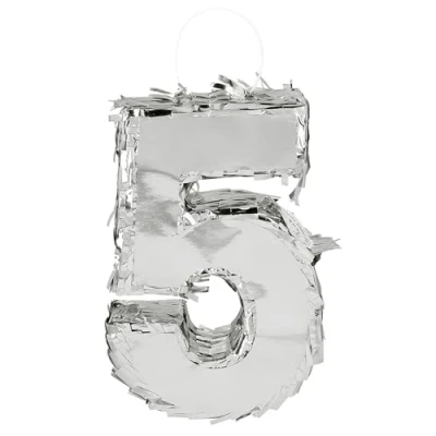 Immagine di Boland Pignatta dei numeri, 25 x 16 5 cm, numero lucido per anniversario e compleanno, numero, argento, decorazione, gioco da festa