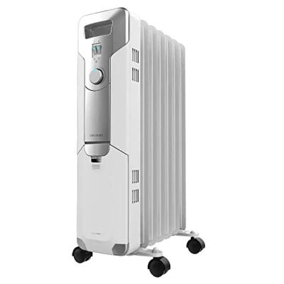 Immagine di Cecotec Radiatore elettrico ad olio ReadyWarm 7000 Space. 7 moduli, basso consumo energetico, 1500 W, 3 Livelli, Raccoglitore di Cavi, Sistema Sicurezza, Ruote, 15 m2