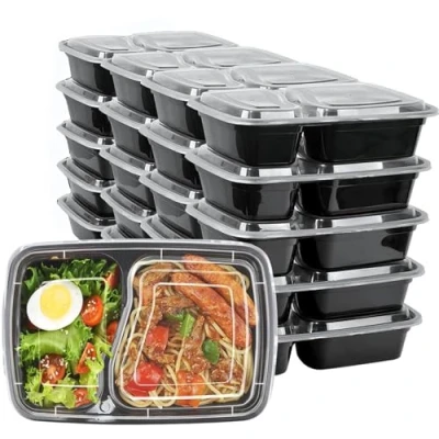 Immagine di HENSHOW Contenitori Alimentari 2 Scomparti set di 20 pezzi, 1000 ml con Coperchi per il Cibo Riutilizzabili BPA, Microonde, Congelatore e Lavastoviglie