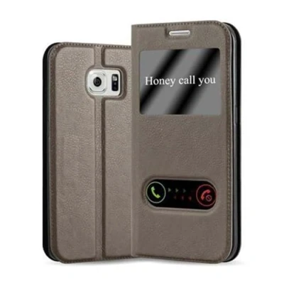 Immagine di Cadorabo Custodia Libro per Samsung Galaxy S6 EDGE in BRUNO PIETRA con Funzione Stand e Chiusura Magnetica Portafoglio Cover Case Wallet Book Etui Protezione