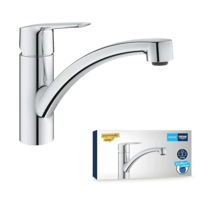 Immagine di GROHE QuickFix Rubinetto da cucina, linea Start bocca girevole sistema di fissaggio rapido montaggio facile e veloce Miscelatore lavello cromato 30530002