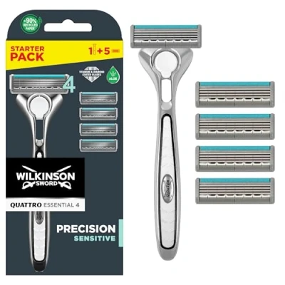 Immagine di Wilkinson Sword Rasoio Quattro Sensitive Confezione con 1 manico e 5 lame di ricarica