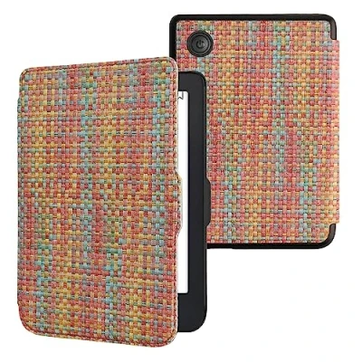 Immagine di kwmobile Custodia eReader Compatibile con Kobo Clara 2e Cover eBook PVC Chiusura Magnetica Flip Case Effetto Fibra Multicolore
