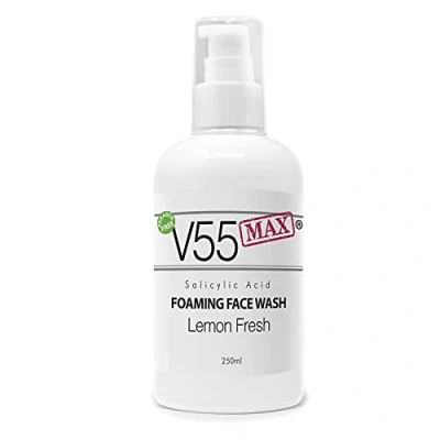 Immagine di V55 MAX Trattamento per le Macchie del Viso a Base di Acido Salicilico Punti Neri Inestetismi Problema della Pelle Adatto e Sicuro Chi ha la Protensione all&#039;Acne Paraben FREE 250ml
