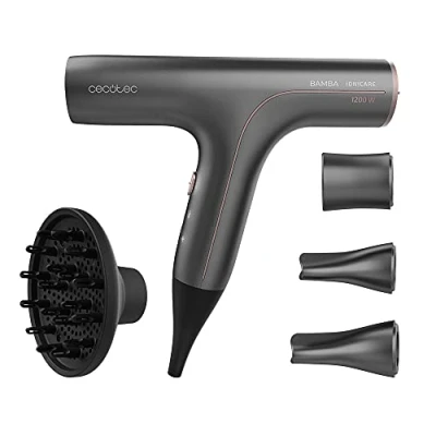 Immagine di Cecotec Ionico Ionicare Asciugacapelli Motore Digitale, Consumo di Energia, Ioni Reali, Protezione Estrema, Funzione Autopulente, 4 Accessori, Grigio, 6000 Rockstar Soft Pro