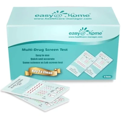 Immagine di Easy@Home 5 Test Antidroga Istantanei a 6 Pannelli Per il Rilevamento di Marijuana(THC),anfetamina (AMP),benzodiazepine(BZO),cocaina(COC),oppiacei,metanfetamina (MET/mAMP) EDOAP 264