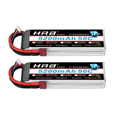 Immagine di HRB 2PCS 3S 11.1V 5200mAh 50C Batteria Lipo per RC Drone Helicopter Airplane Quadcopter Car Truck (Dean T Plug Style)