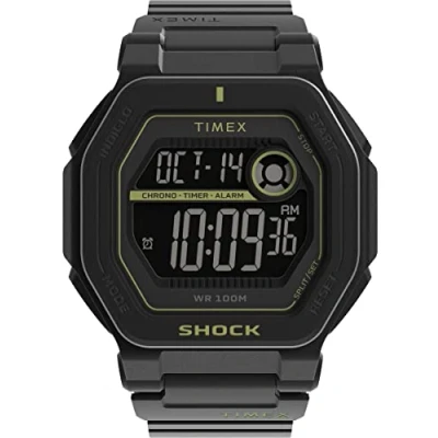 Immagine di Timex Orologio da uomo Trend 45 mm. cinturino in resina nera due pezzi, display digitale, cassa TW2V59800