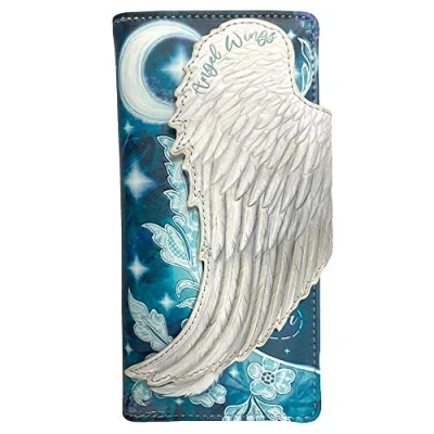 Immagine di Nemesis Now Borsa con Piume Bianche in Rilievo Ali d&#039;Angelo, Blu, 18.5cm