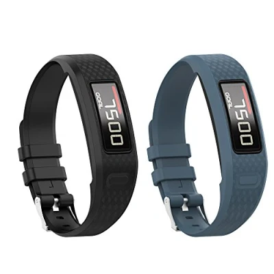 Immagine di Yikamosi Compatibile con Garmin vivofit 1/vivofit 2 Cinturion,Morbido silicone Watch Cinturion traspirante Sostituzione cinghia per 2(Large,Black+Slate)