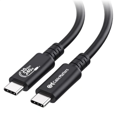 Immagine di Cable Matters [Certificato USB IF] 20 Gbps Cavo 4/USB 4 da 2 m, con video 8K, ricarica a 240 W, compatibile Thunderbolt 4/Thunderbolt 3, per iPhone 15 Pro Max, MacBook, XPS, Surface