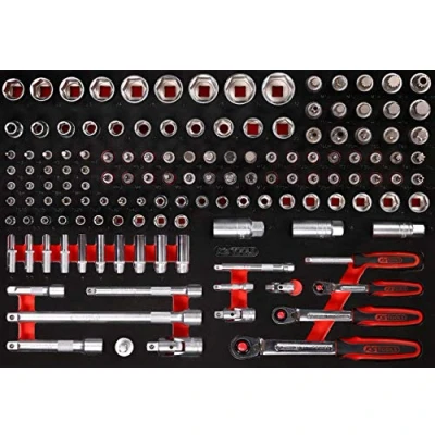 Immagine di KS Tools 811.0139 Serie di chiavi a bussola 1/4&#039;&#039; + 3/8&#039;&#039; 1/2&#039;&#039; nell&#039;inserto in schiuma, 139 pz