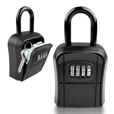 Immagine di Noxtioanip Cassaforte per Chiavi Montata a Parete, Cassetta di Sicurezza con Codice 4 Cifre, Porta Chiavi, da Esterno, Casa, Ufficio, Viaggio (Nero)