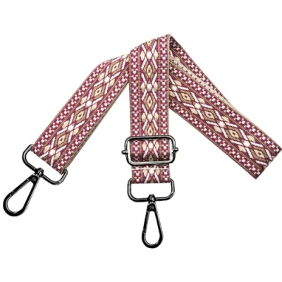 Immagine di Tracolla per Borsa Donna Regolabile, Cinghie Colorata, Tracolle Larga 3.8cm con Nero Moschettoni Crossbody Accessori, Rosa Bianca, N20