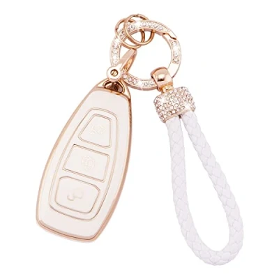 Immagine di Koaudb Cover per Chiave Auto Compatibile con Ford 3 Tasti Fiesta Focus C Max Galaxy B Grand Kuga Mondeo S Smart Car Remote Key Fob Case (Frd 3)