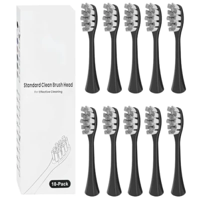 Immagine di 10 testine compatibili con spazzolini elettrici Oclean, spazzole di ricambio adatte per Oclean One, Flow, X Pro, Pro Elite, Digital, X10, Ultra, Air2, F1, ecc. (nero)
