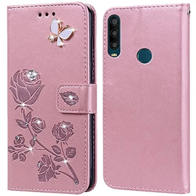 Immagine di PKQTOP Cover per Alcatel 1SE 2020 Custodia,Carta Fessura, Supporto Stand,Silicone TPU,Flip Protettiva Case 2020(6.22&quot;)