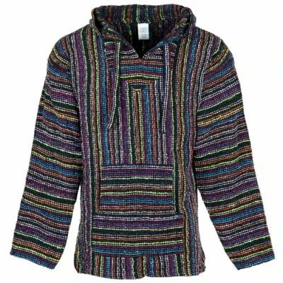 Immagine di Siesta Felpa con Cappuccio Baja Maglione Messicano Jerga Hippie Festival per Uomo e Donna (Multispot Nero, XL)
