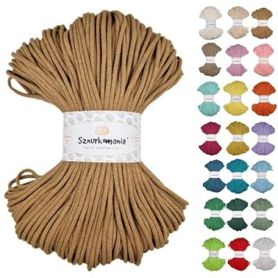 Immagine di cordoncino di cotone intrecciato 3 mm 100 m, 46 colori, per uncinetto, filo macramè, filato alta qualità, corda Sznurkomania (cappuccino)