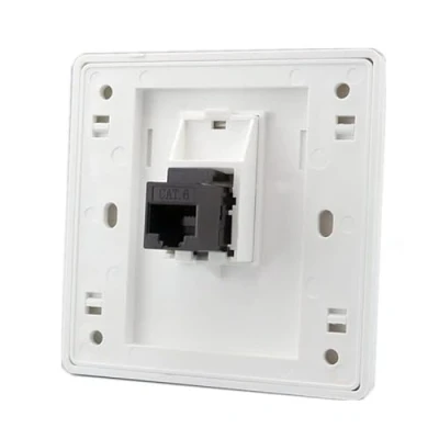 Immagine di CAT6 RJ45 Cavo LAN Ethernet Piastra a Muro, Femmina Presa di Rete Gigabit Piastra, Spina Dual Pass, Internet Diritta, Scatola 86x86mm (LAN x 2)